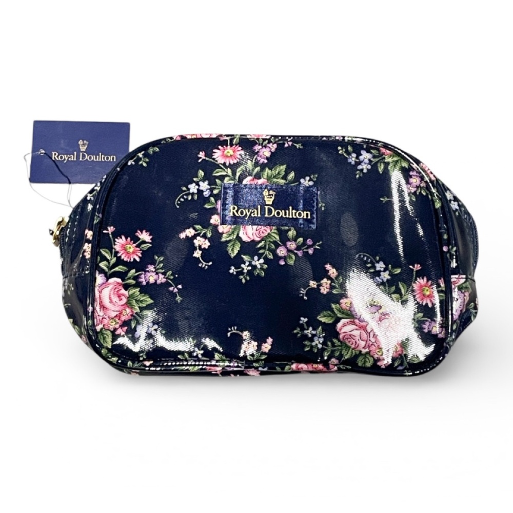 Royal Doulton Navy Floral PVC Pouch - New with Tag